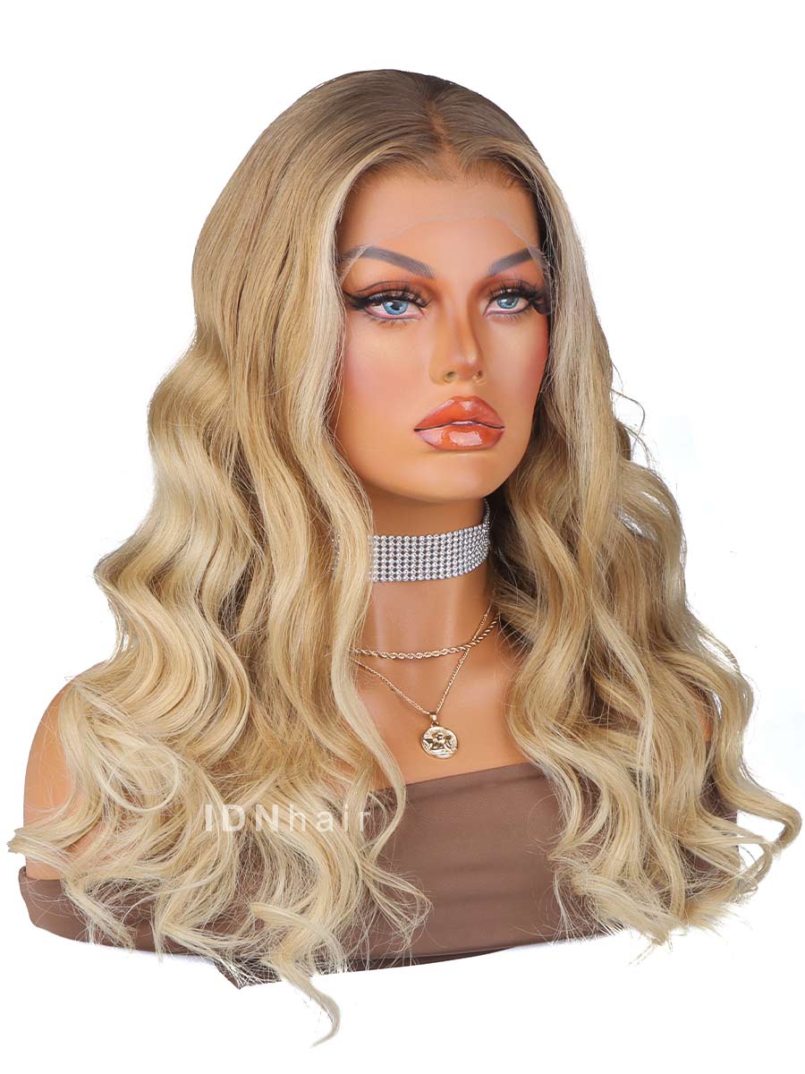 Marigold Ombre Blonde Body Wave HD Front Lace Wig 100% Human Rich Girl Hair