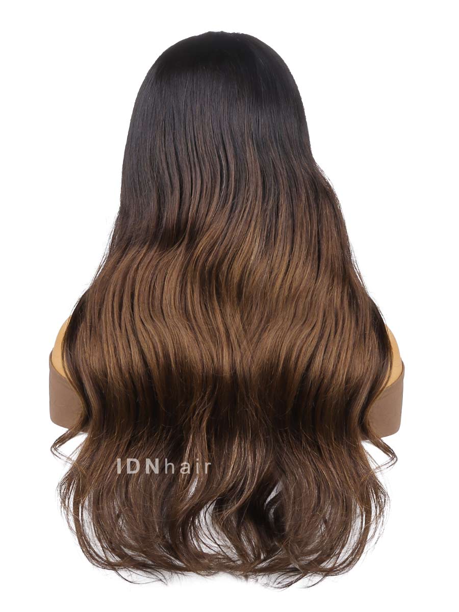 Jasmin Ombre Dark Brown Wavy HD Front Lace Wig 100% Human Rich Girl Hair