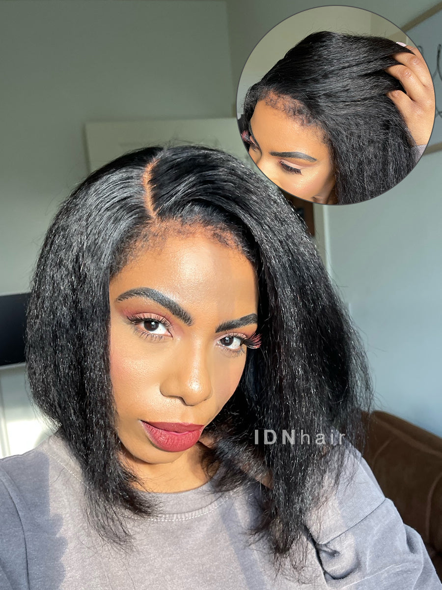 Chloe Wear Go Bob 5x5 Closure Pre Cut Kinky Straight 4C Edges Air Wig