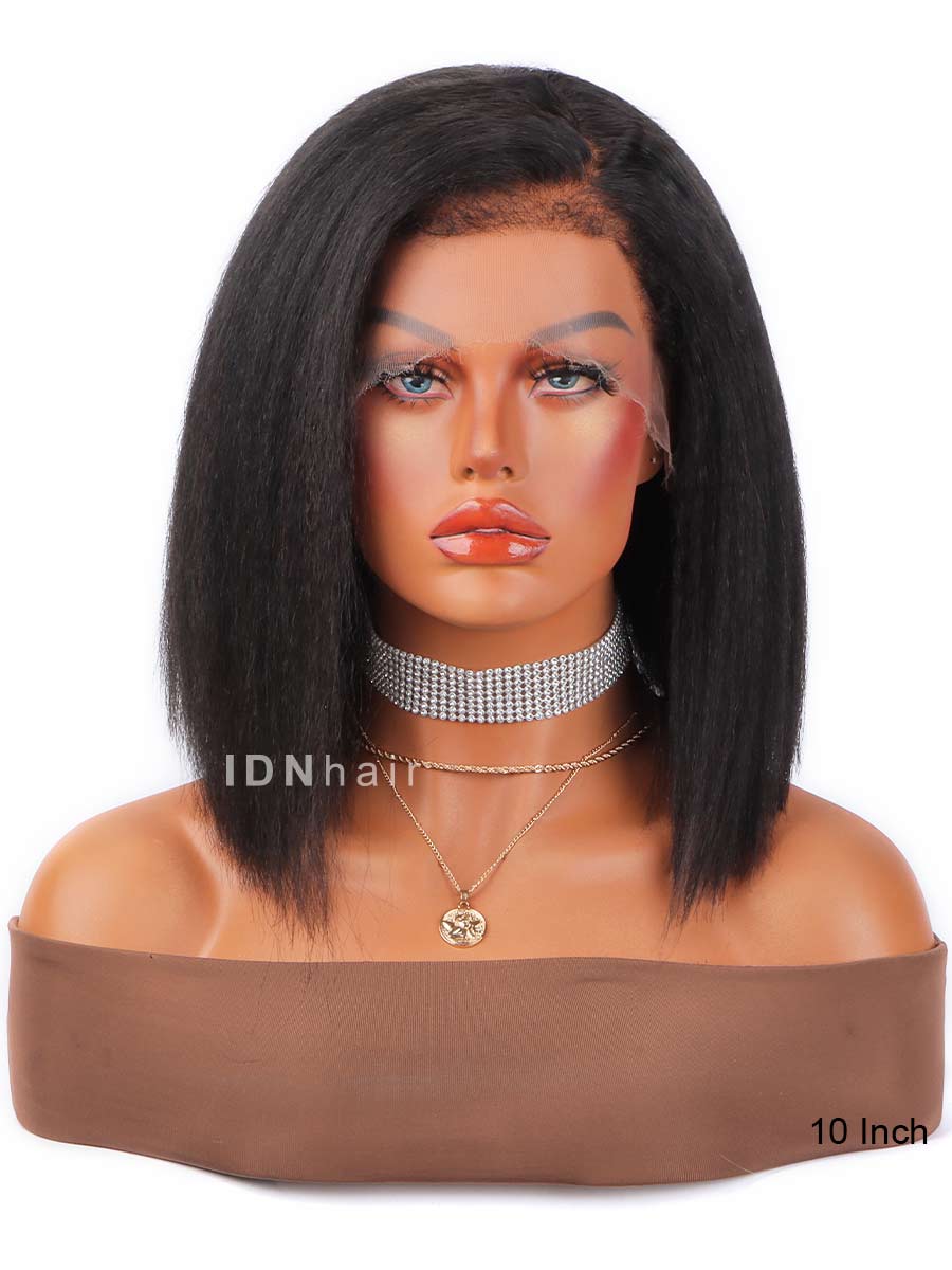 Penny 4C Edges Kinky Straight Bob Scalp Knots HD Lace Front Wig