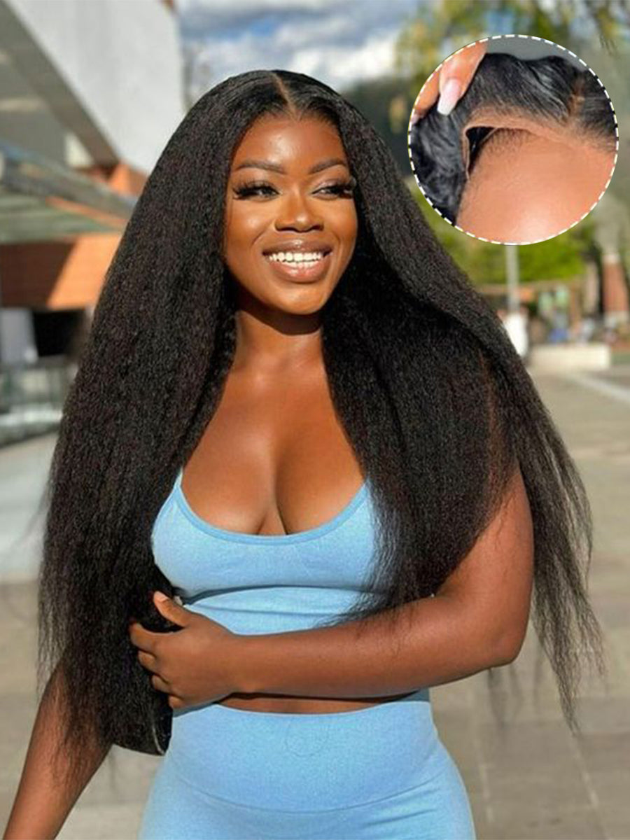 Ruth Kinky Straight 4C Edges 5x5 Closure Wear & Go Pre Cut Wig 100% Human Hair Super Fine