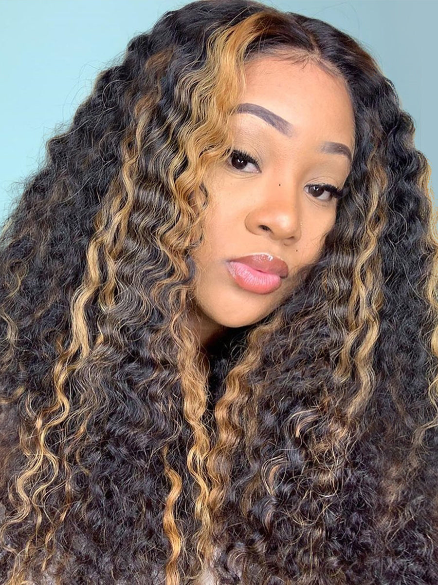 Ellen Highlight Super Fine Deep Curly HD Lace Wig 100% Human Hair