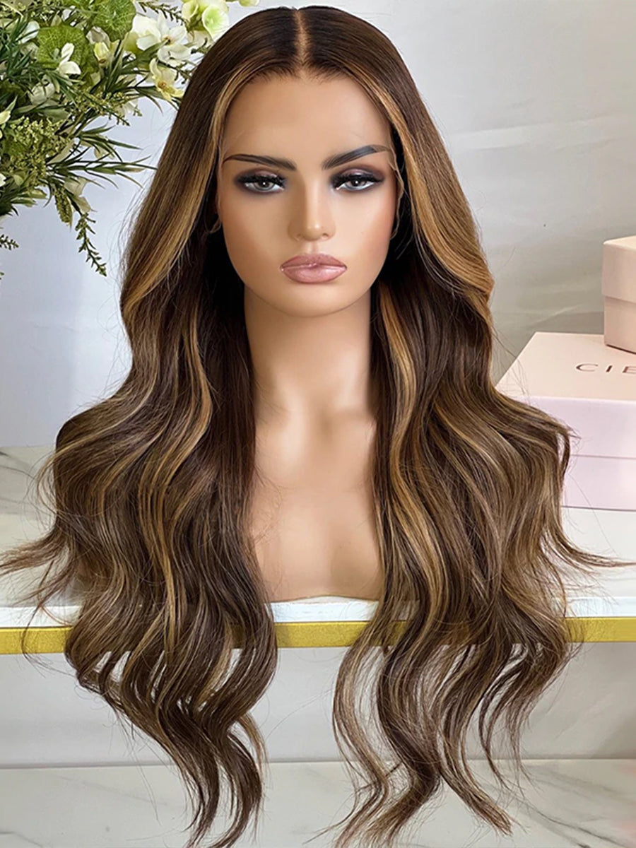 Glinda Blonde Highlight Body Wave 13x4 Frontal HD Lace Wig Human Hair