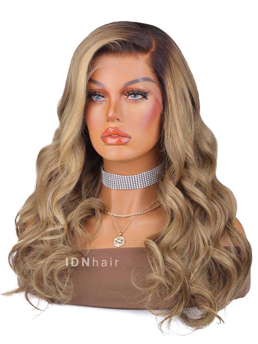 Diorr Ombre Blonde Wavy HD Front Lace Wig 100% Human Rich Girl Hair