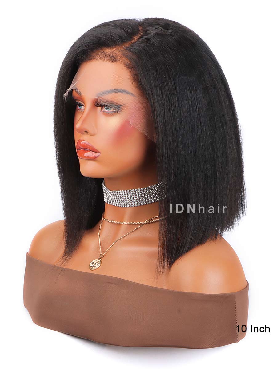 Penny 4C Edges Kinky Straight Bob Scalp Knots HD Lace Front Wig
