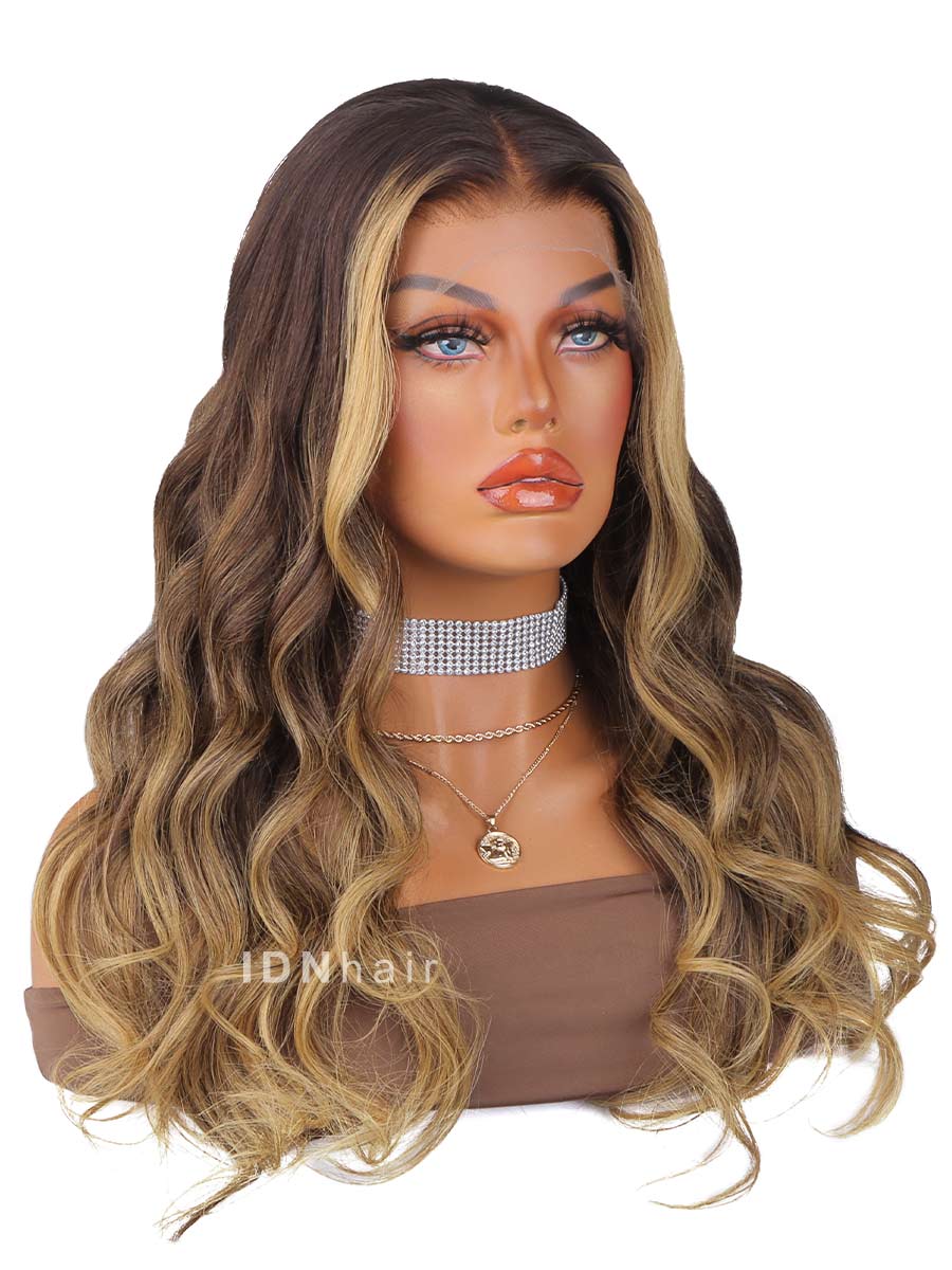 Vida Ombre Balayage Brown Wavy HD Front Lace Wig Rich Girl Hair
