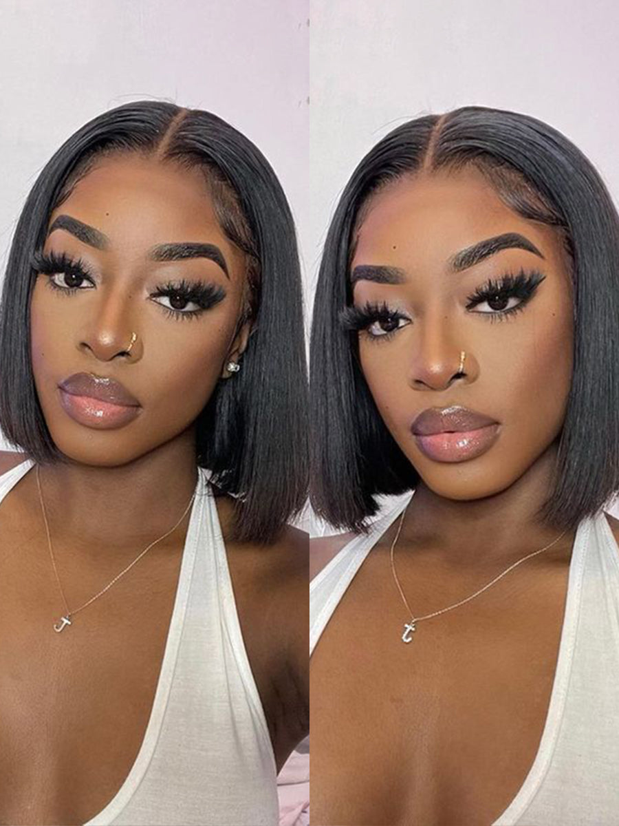 June Wear And Go Glueless Straight Bob Wig Beginner Friendly Pre Cut Human Hair