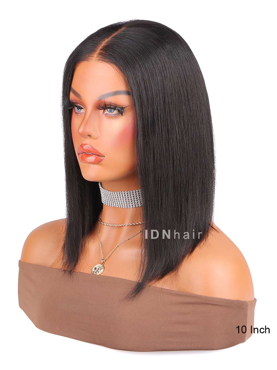 June Wear And Go Glueless Straight Bob Wig Beginner Friendly Pre Cut Human Hair