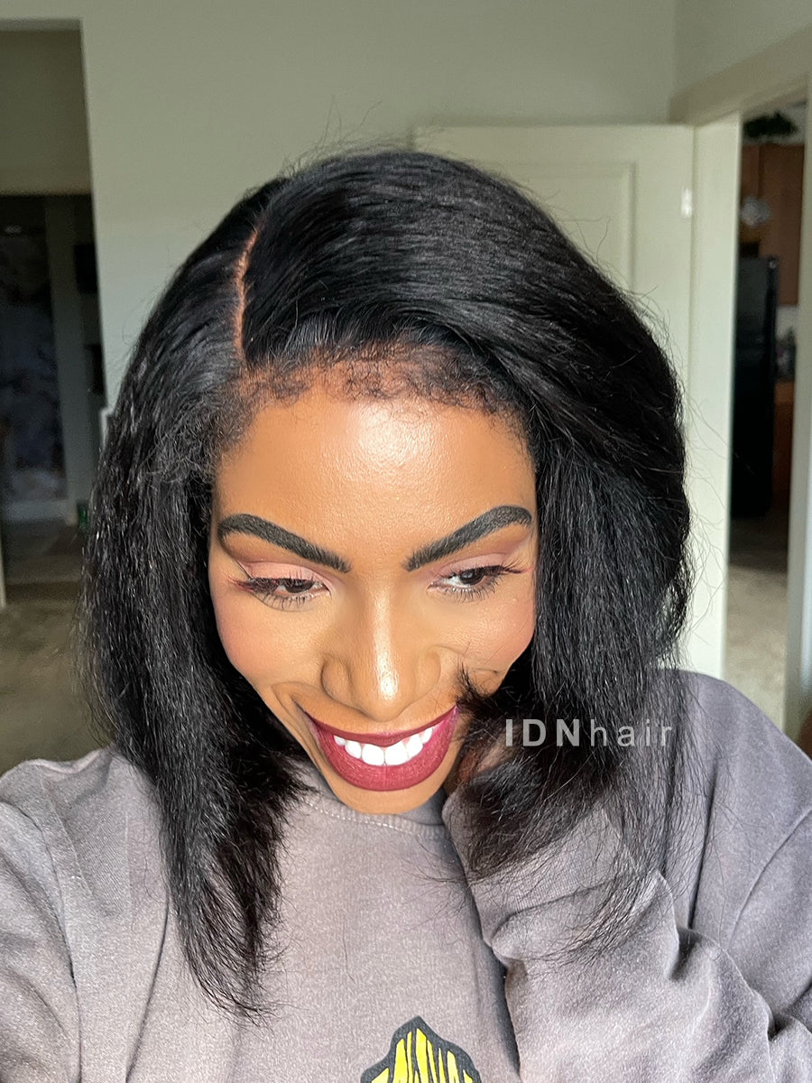 Chloe Wear Go Bob 5x5 Closure Pre Cut Kinky Straight 4C Edges Air Wig
