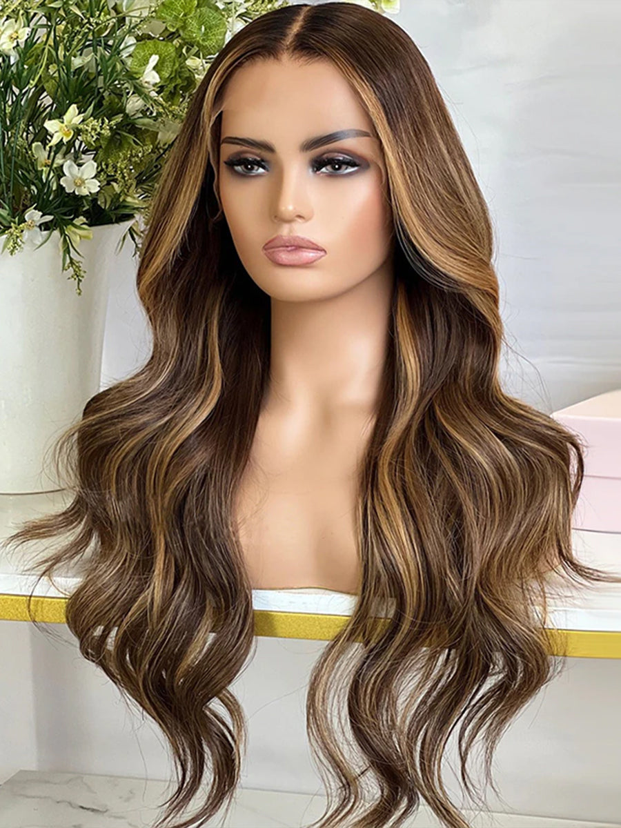 Glinda Blonde Highlight Body Wave 13x4 Frontal HD Lace Wig Human Hair