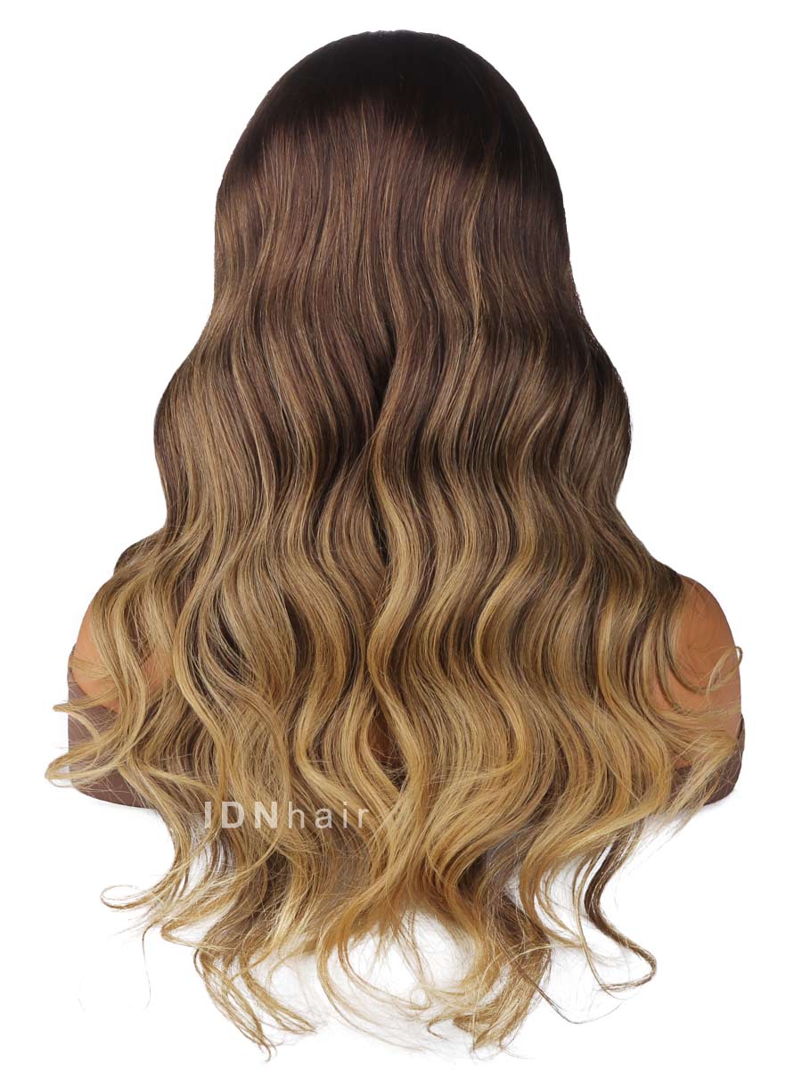 Vida Ombre Balayage Brown Wavy HD Front Lace Wig Rich Girl Hair