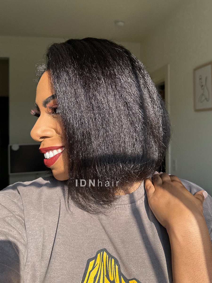 Chloe Wear Go Bob 5x5 Closure Pre Cut Kinky Straight 4C Edges Air Wig