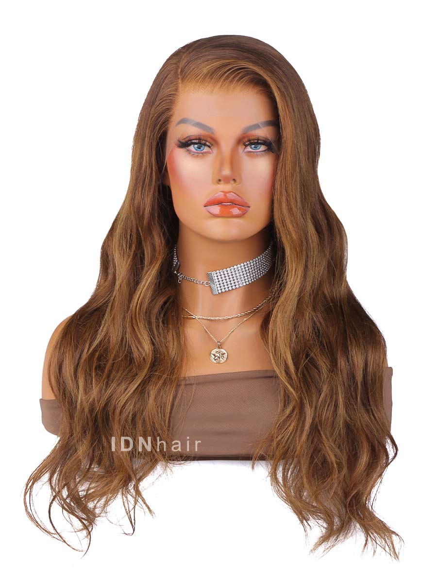 Audrey Ombre Honey Brown Body Wave HD Front Lace Wig 100% Human Rich Girl Hair