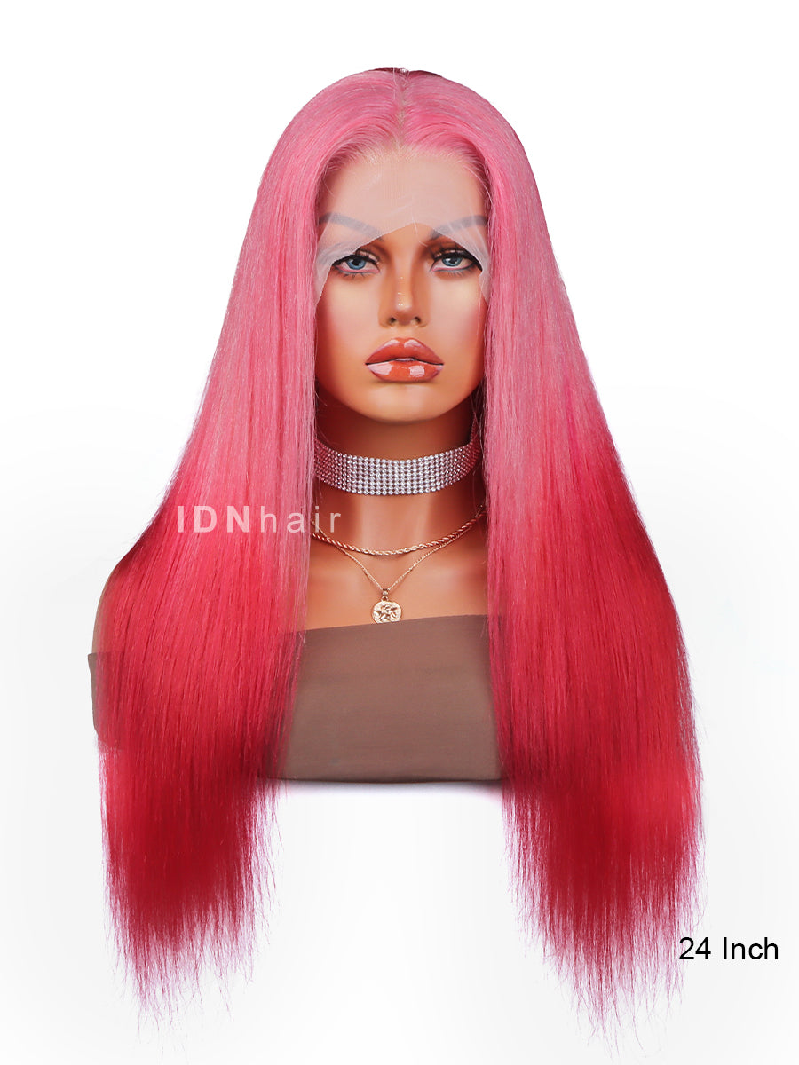 Layla Ombre Pink CardiB Silky Straight 13x4 Front Human Hair Wig