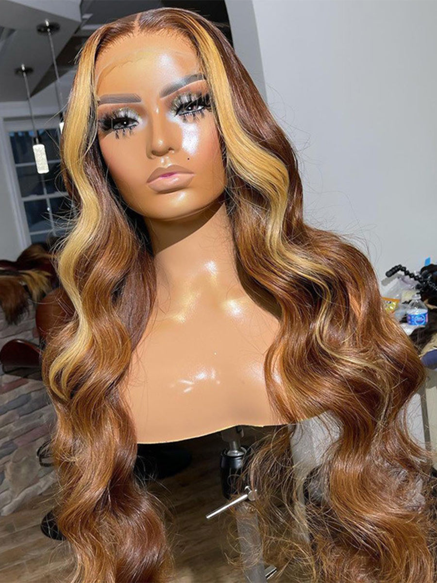 Daffodil Highlight Wave Honey Ombre HD Lace 100% Human Hair Wig