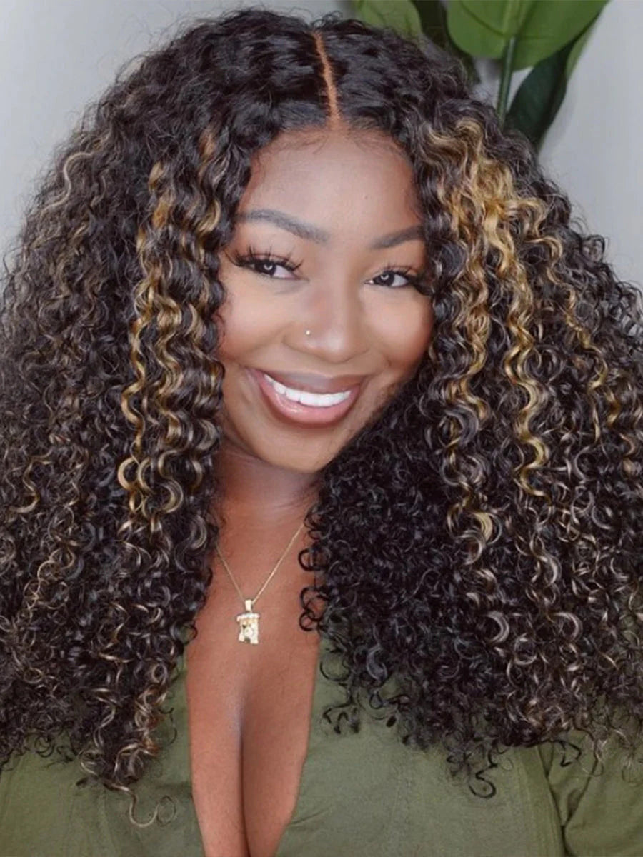 Ellen Highlight Super Fine Deep Curly HD Lace Wig 100% Human Hair