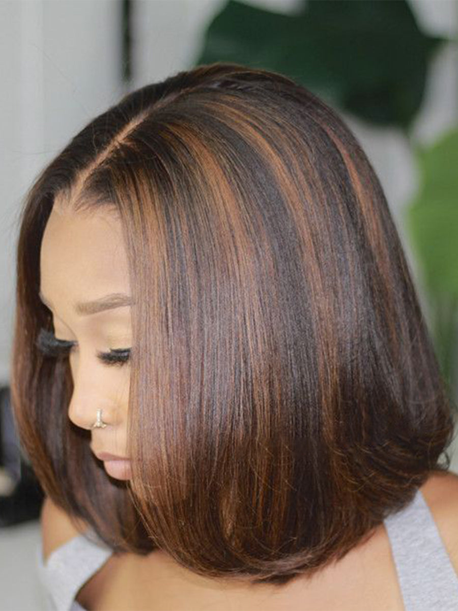 Emmie Brown Highlight Bob HD Lace Front Wig 100% Human Hair