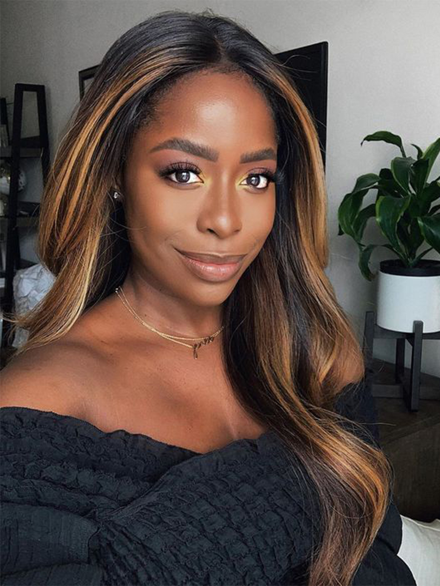 Angie Blonde Highlight Body Wavy 5x5 Closure Lace Wig Scalp Knots