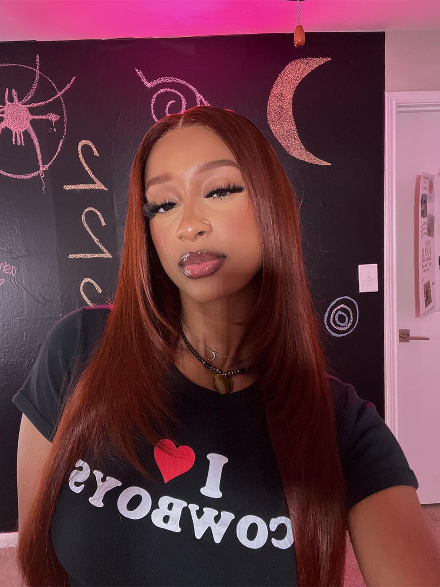 Leila Layered Brown Straight Super Fine HD Glueless Lace Wig Scalp Knots