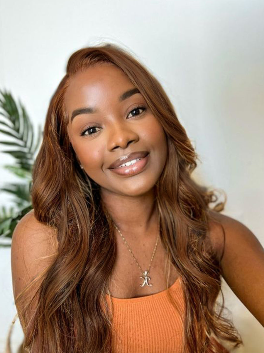 Audrey Ombre Honey Brown Body Wave HD Front Lace Wig 100% Human Rich Girl Hair