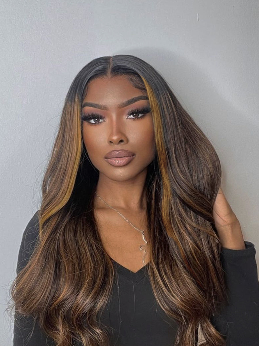 Jasmin Ombre Dark Brown Wavy HD Front Lace Wig 100% Human Rich Girl Hair