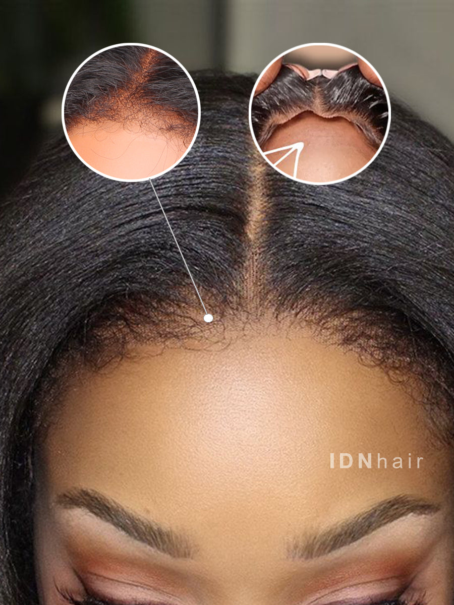 Mya Super Fine Yaki Straight 4C Edges 5x5 Wear & Go Pre Cut Wig 100% Human Hair