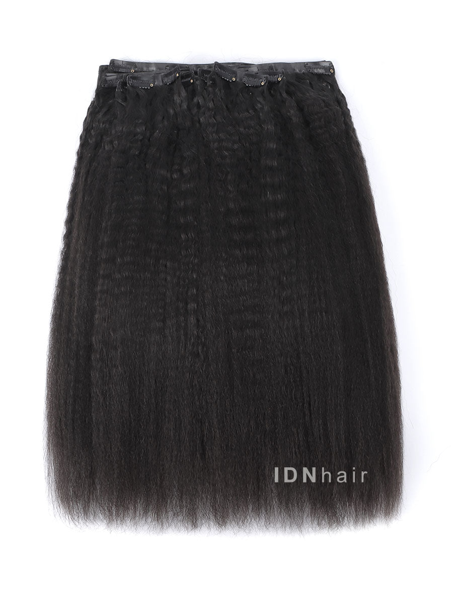 Cora Super Flat Kinky Straight Seamless Clip in Hair Extension Human Hair