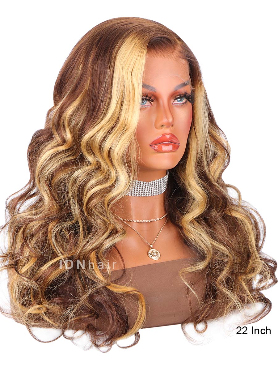 Lolly Blonde Highlight Wavy HD Frontal Lace Wig Rich Girl Hair