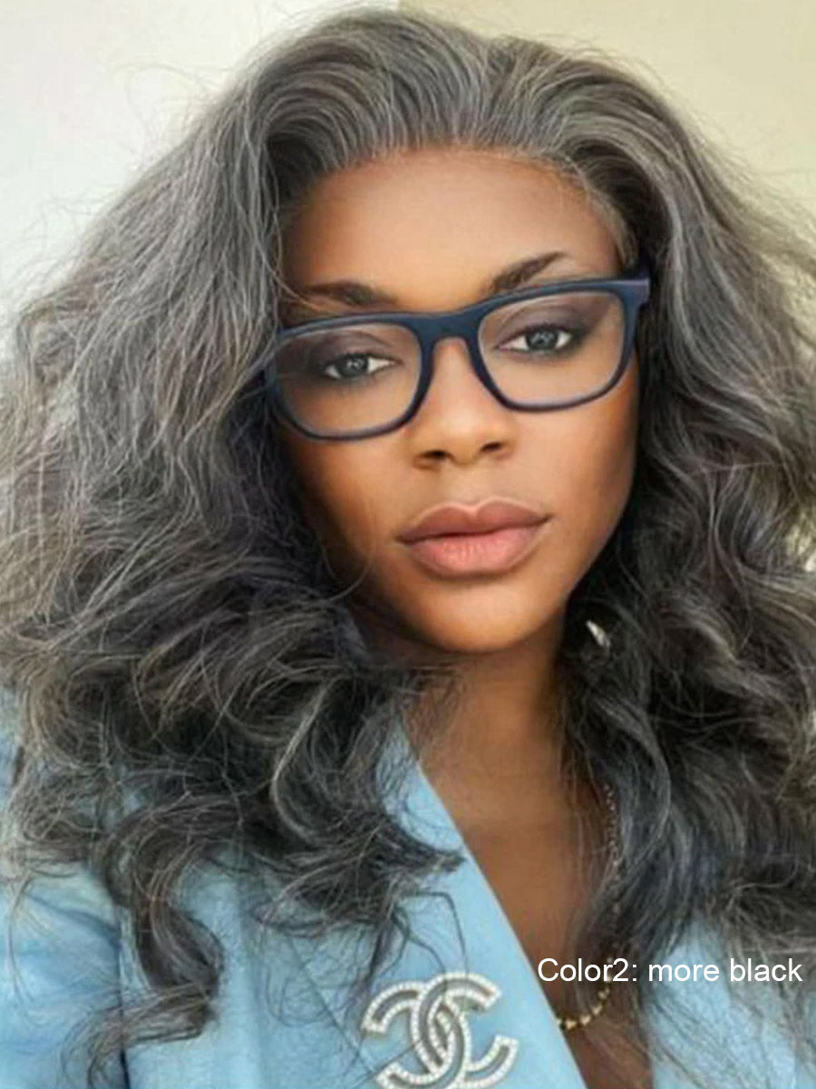 Delta Salt And Pepper Gray Long Hair Beginner Friendly Glueless Lace Wig Human Hair