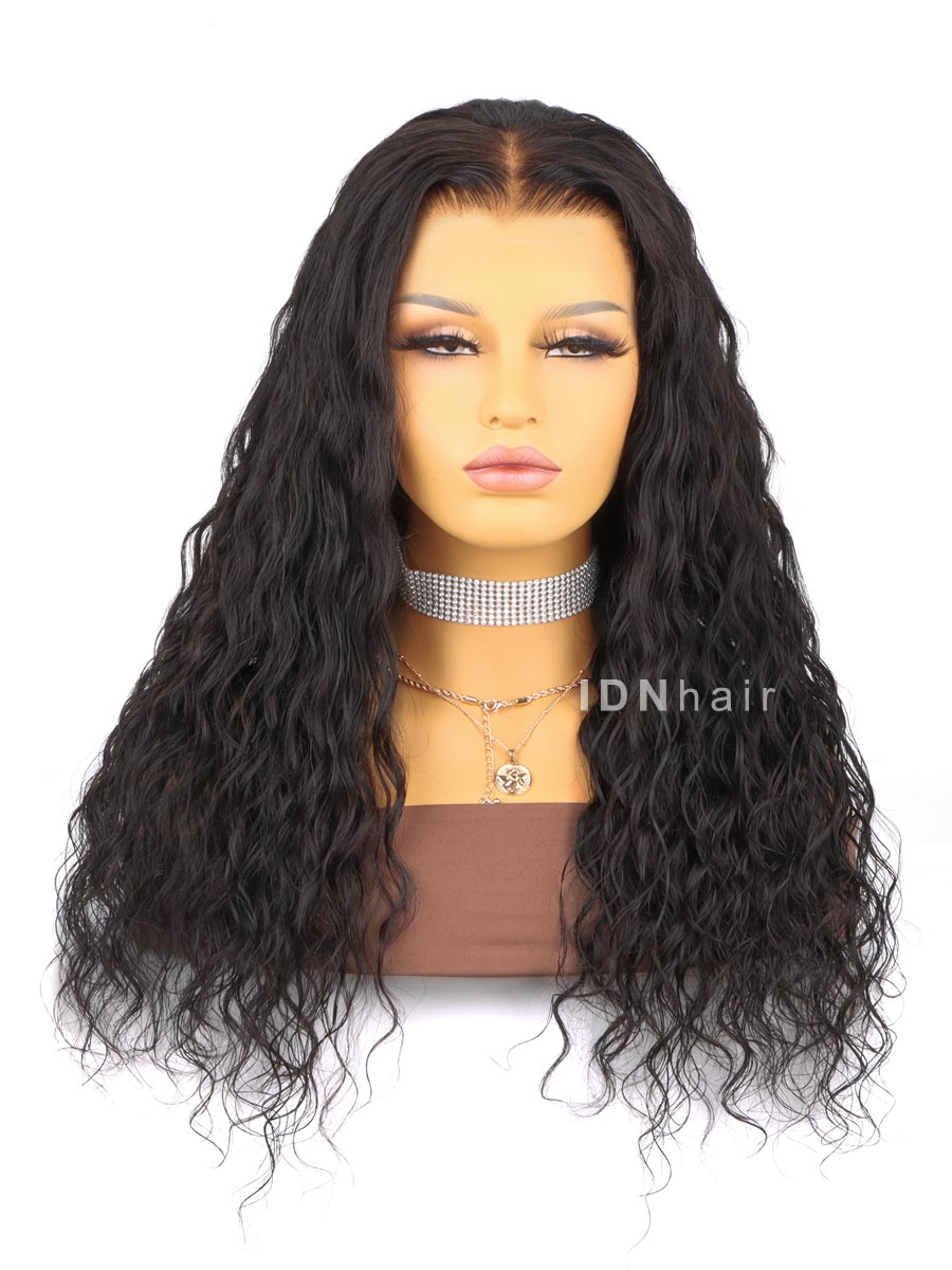 Sale No.45 Glueless Beach Wave Scalp Knots 13X4 Full Frontal Wig HD Lace