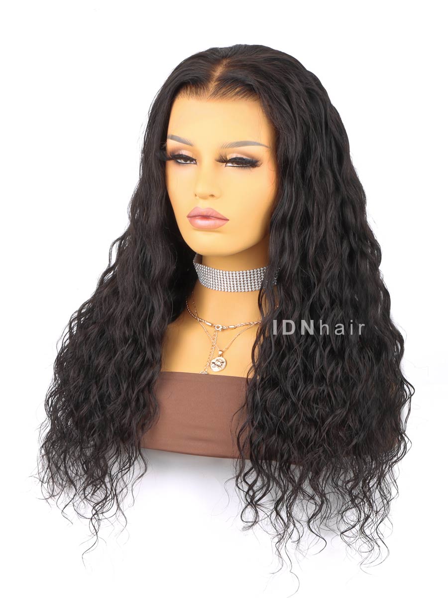 Sale No.45 Glueless Beach Wave Scalp Knots 13X4 Full Frontal Wig HD Lace