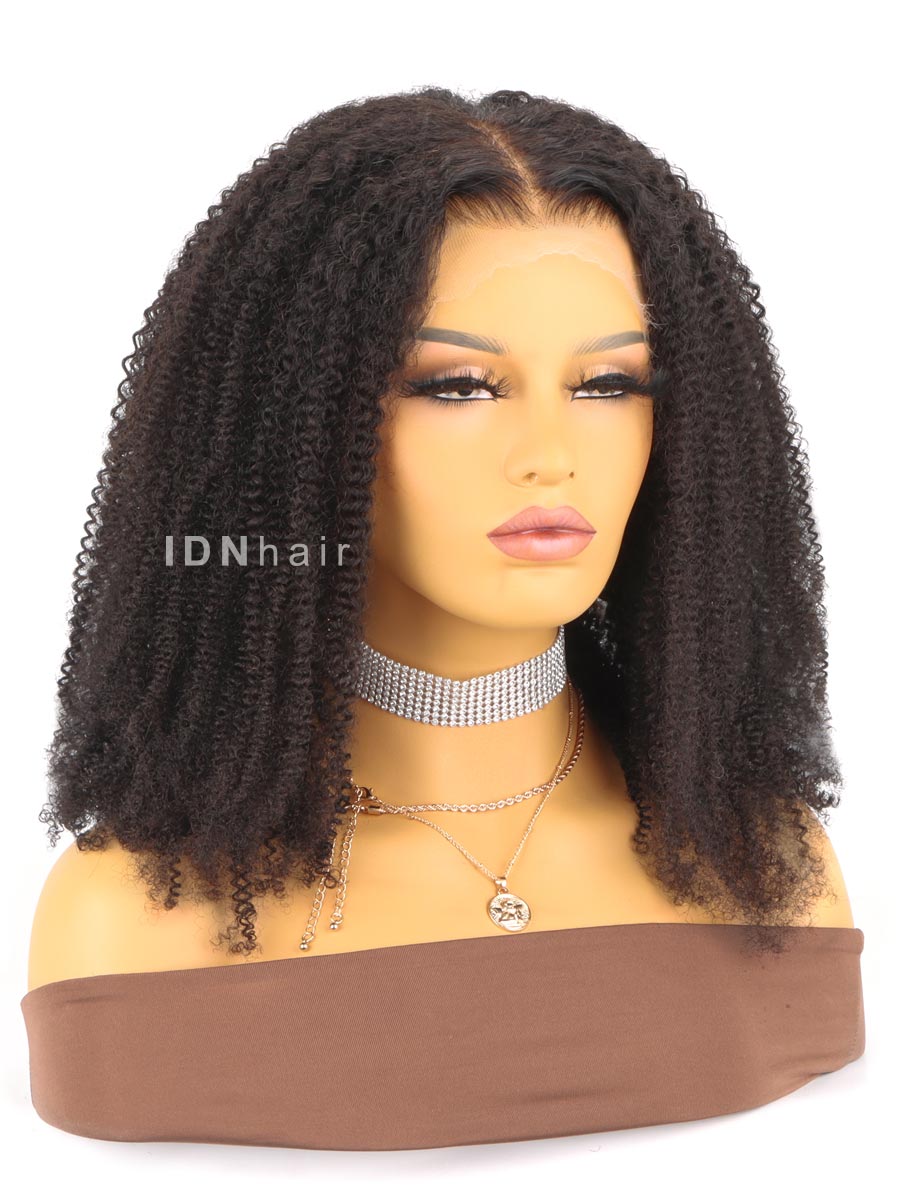 Edith Glueless 4C Afro Kinky Curly Scalp Knots 13X4 Full Frontal Wig HD Lace