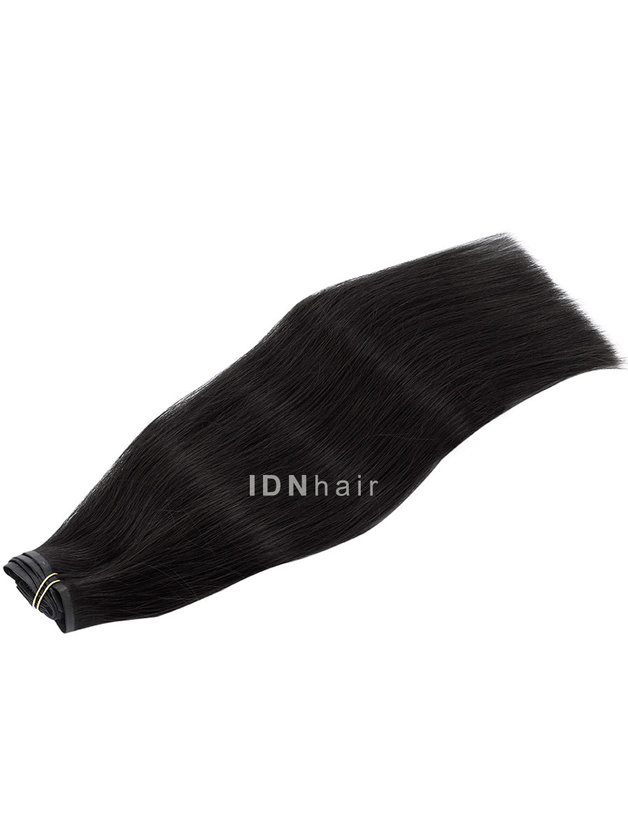 Traci Jet Black Seamless Tape-in Clip ins Human Hair Extensions for Black Women