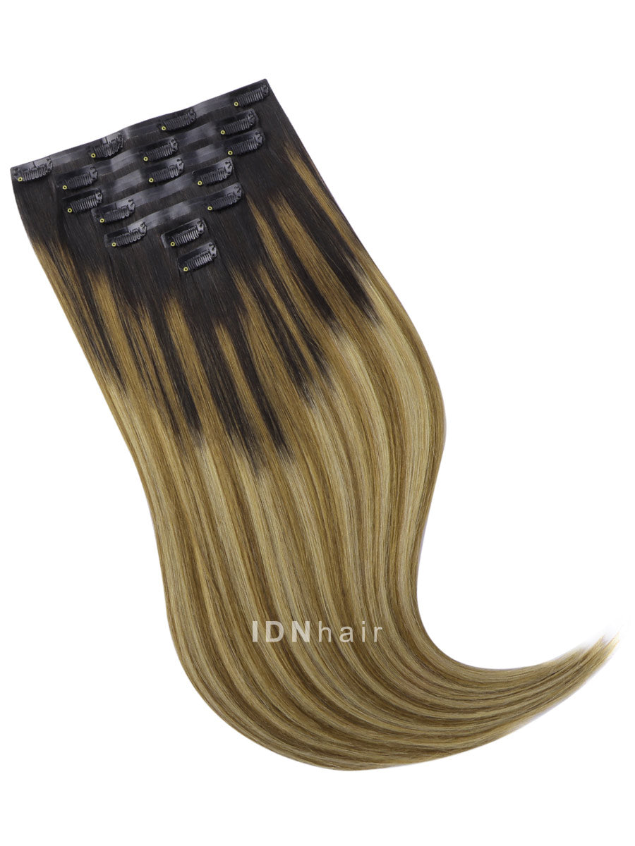Edna Sexy Highlight Seamless Paper Thin Clip ins Ombre Human Hair Extensions for Black Women