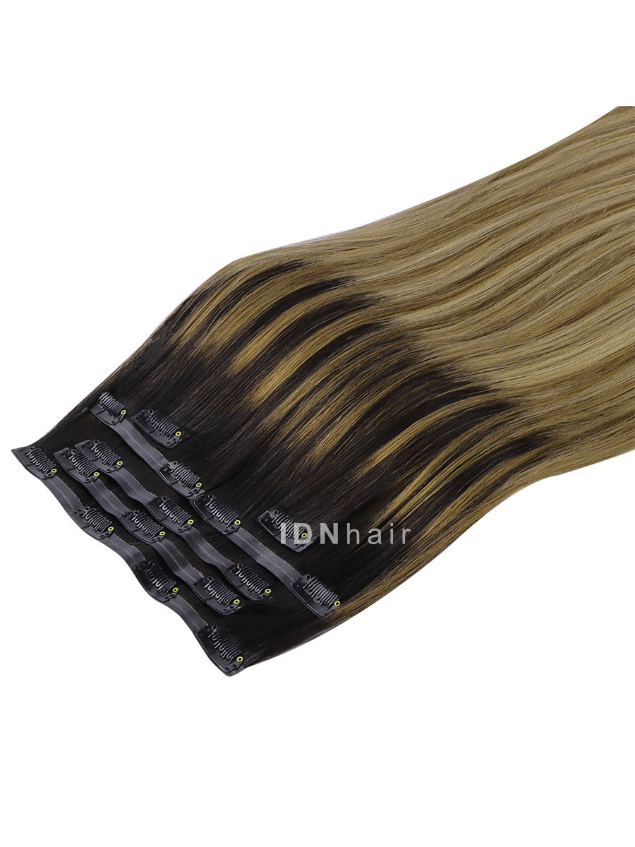 Edna Sexy Highlight Seamless Paper Thin Clip ins Ombre Human Hair Extensions for Black Women
