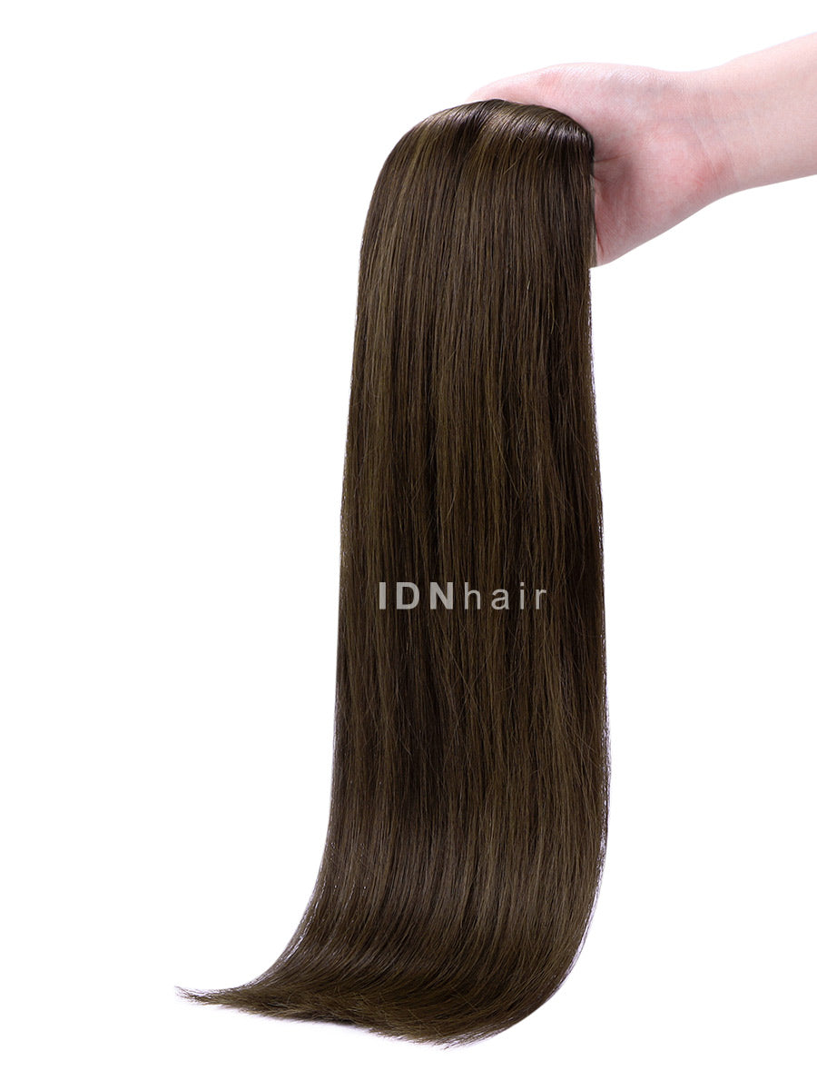 Leanna #2 Dark Brown Seamless Paper Thin Clip ins Human Hair Extensions For Black Women