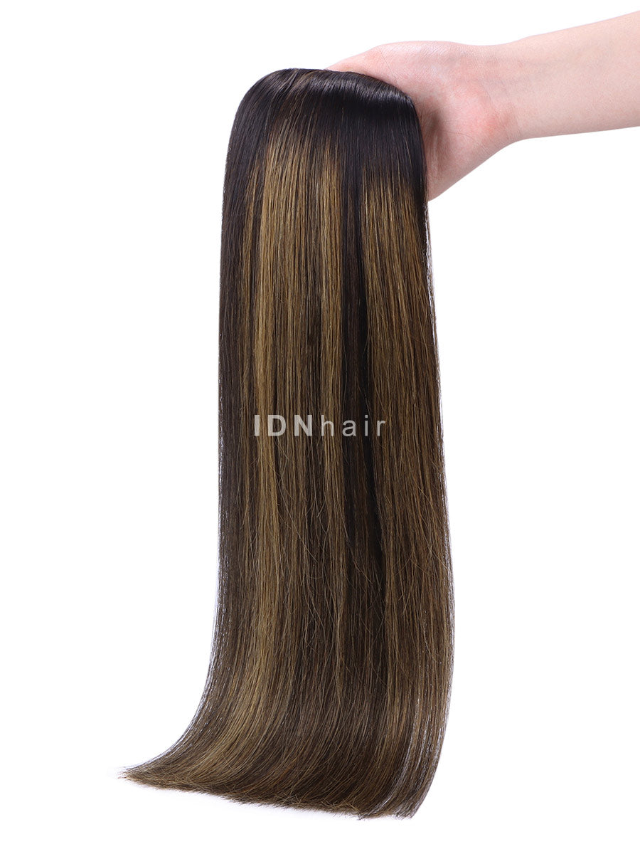 Joan Highlight Brown Seamless Tape-in Clip Ins Ombre Balayage Human Hair Extensions for Black Women