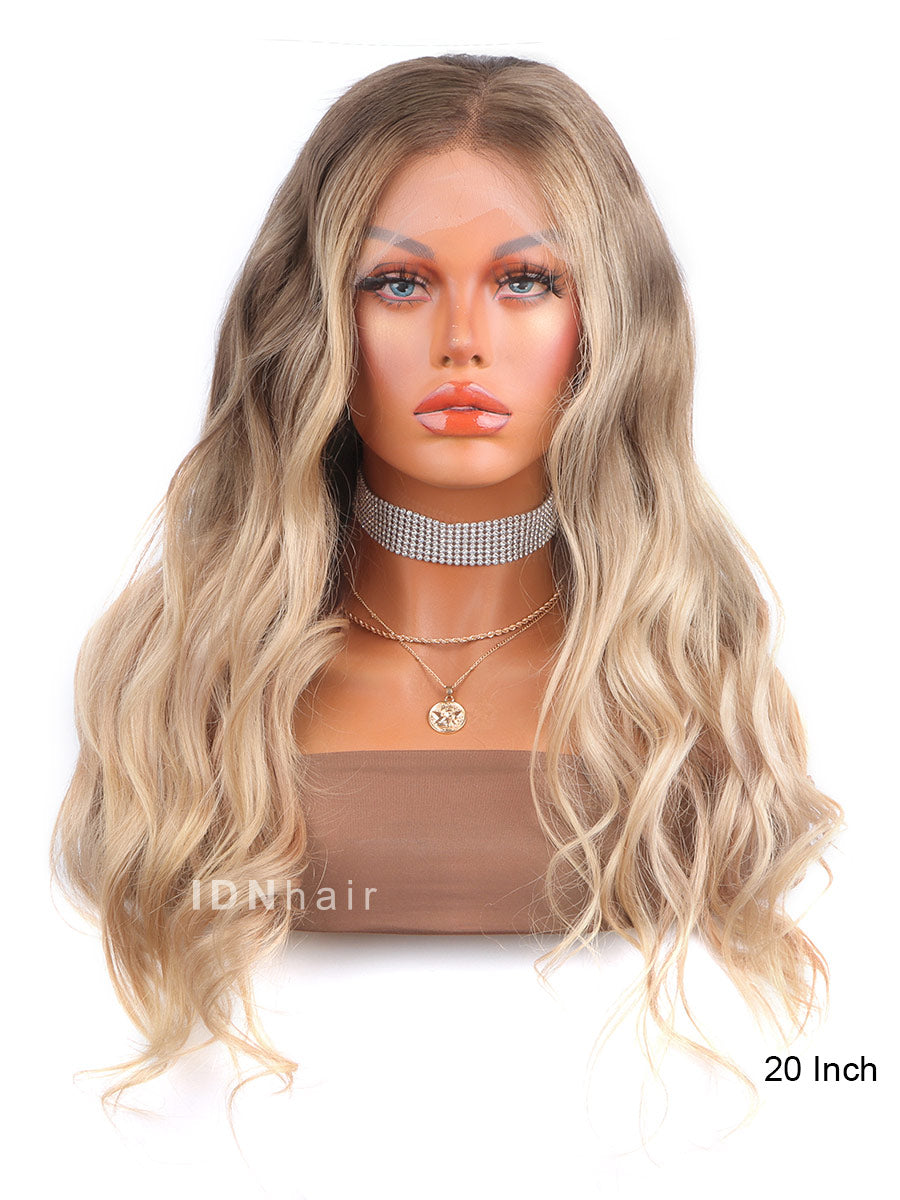 Nairi Ombre #613 Blonde Transparent Lace Frontal Wavy Wig Human Hair For Black Women