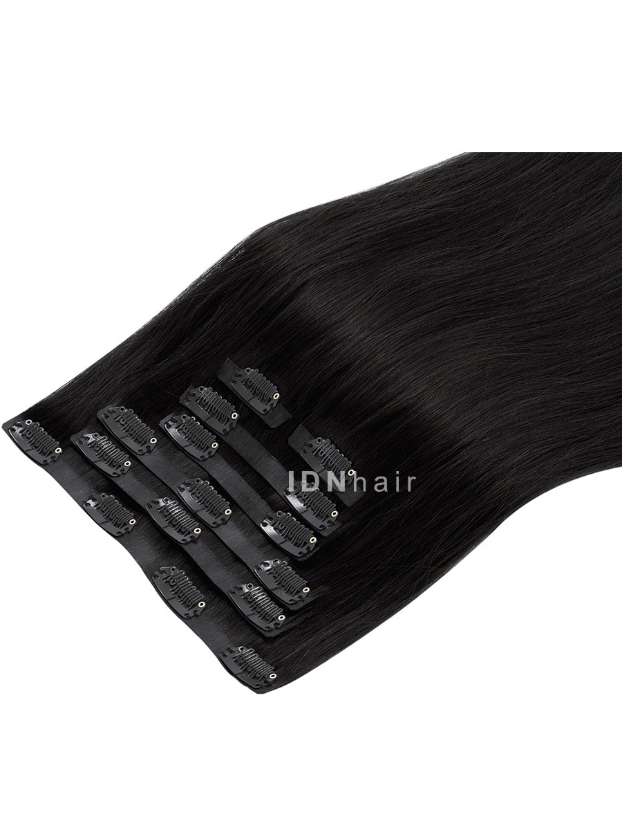 Traci Jet Black Seamless Tape-in Clip ins Human Hair Extensions for Black Women