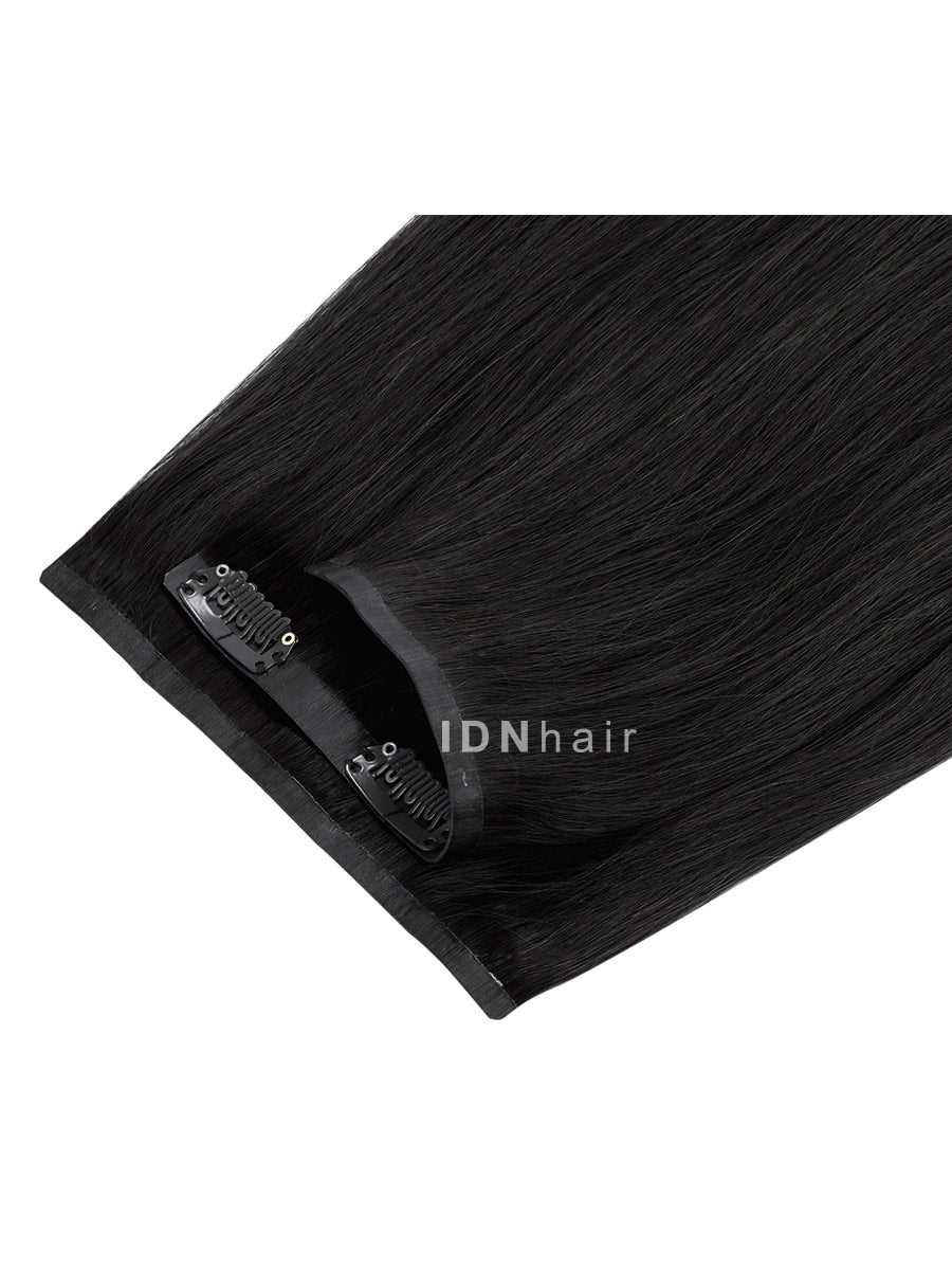 Traci Jet Black Seamless Tape-in Clip ins Human Hair Extensions for Black Women