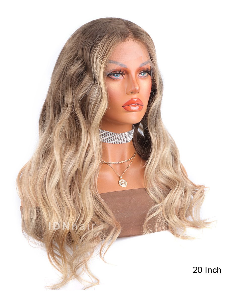 Nairi Ombre #613 Blonde Transparent Lace Frontal Wavy Wig Human Hair For Black Women