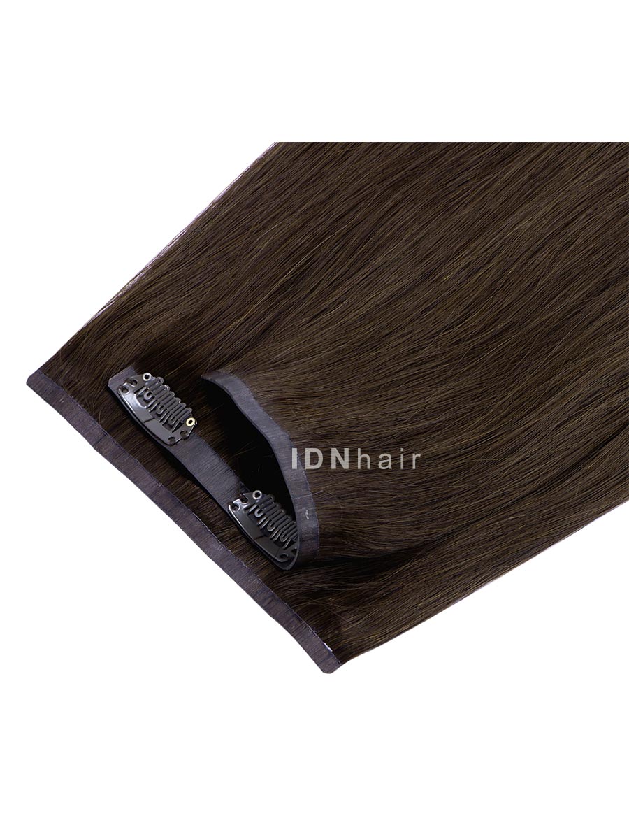 Leanna #2 Dark Brown Seamless Paper Thin Clip ins Human Hair Extensions For Black Women