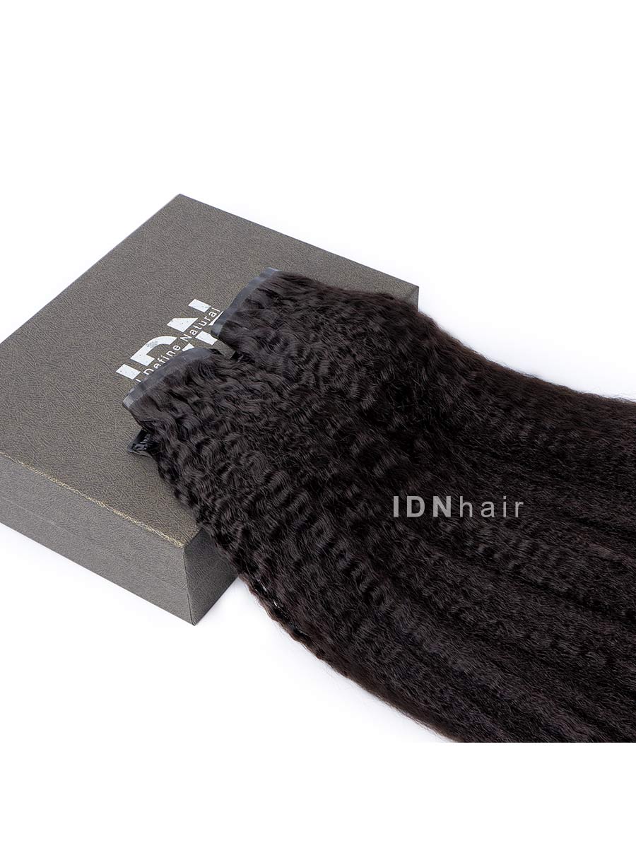 Cora Super Flat Kinky Straight Seamless Clip in Hair Extension Human Hair