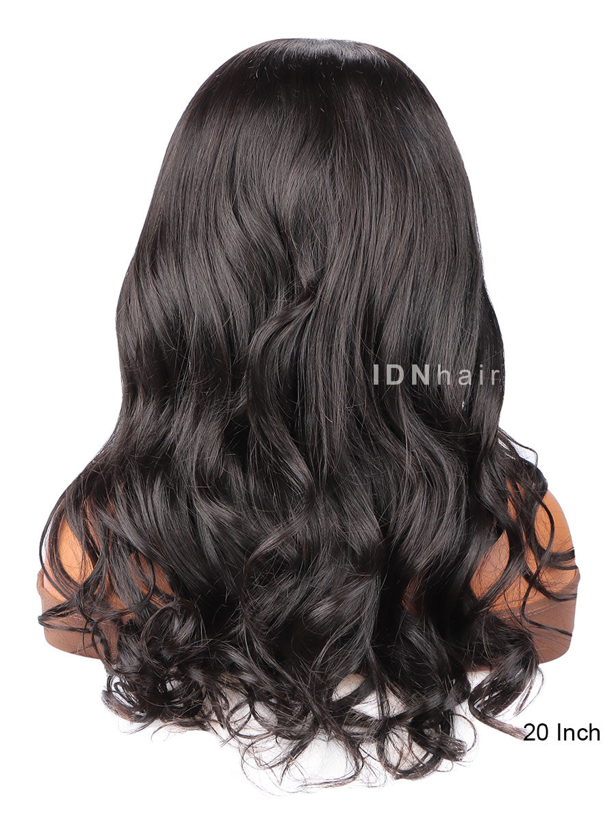 Van Curtain Bang Front HD Lace Wig Invisible Scalp Knots Sexy Wavy Wig