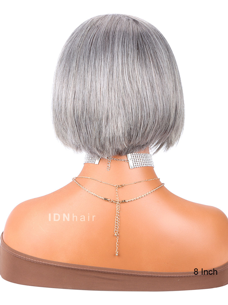 Fillio Salt And Pepper Gray Pixie Cut Short Beginner Friendly Bob Lace Wig
