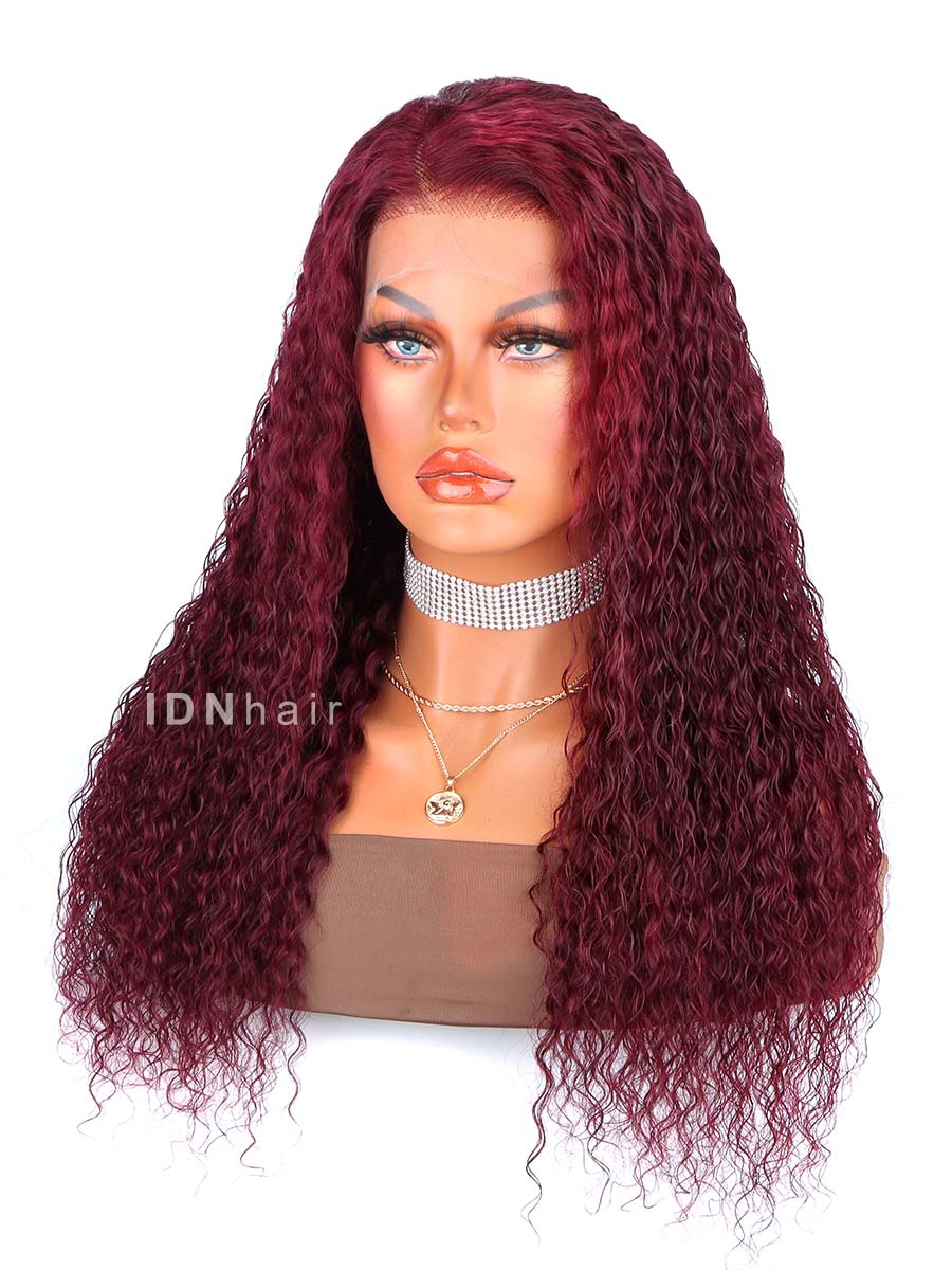 Ashan 99J Burgundy Deep Curly 13X4 Frontal Lace Front Wig