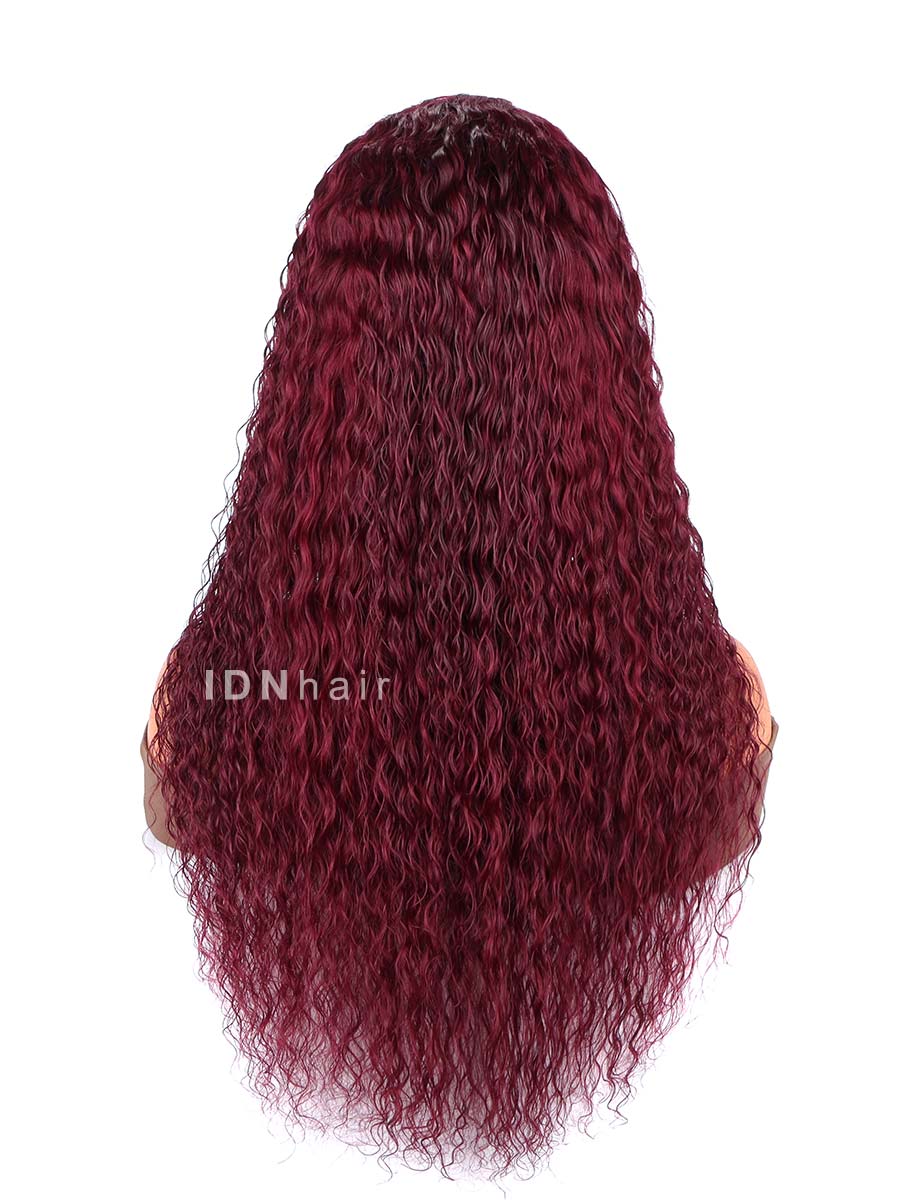 Ashan 99J Burgundy Deep Curly 13X4 Frontal Lace Front Wig