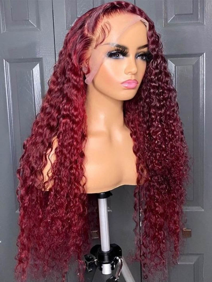 Ashan 99J Burgundy Deep Curly 13X4 Frontal Lace Front Wig