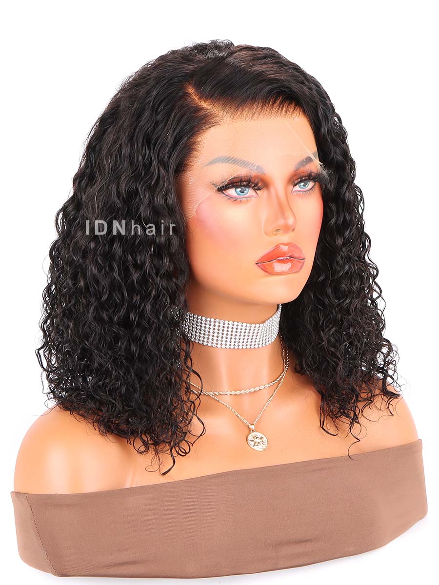 Beata Natural Color Curly Lace Front Bob Wig Pre Plucked 100% Human Hair
