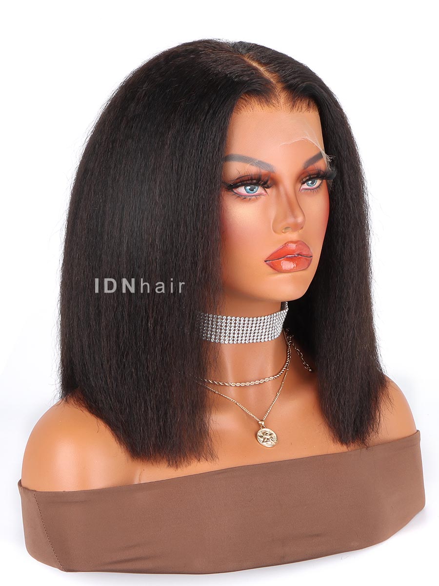 Brunelle Kinky Straight Bob Scalp Knots 13x6 Frontal HD Lace Wig